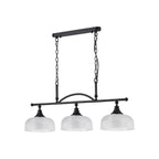 Regent Lourdes 3 Light 990mm Semi Flush / Pendant Bar - Satin Black / Clear