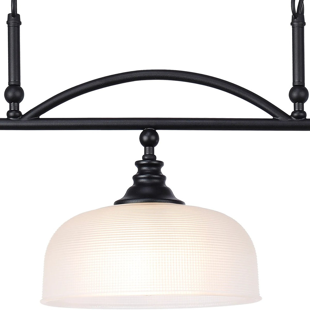 Regent Lourdes 3 Light 990mm Semi Flush / Pendant Bar - Satin Black / Frosted