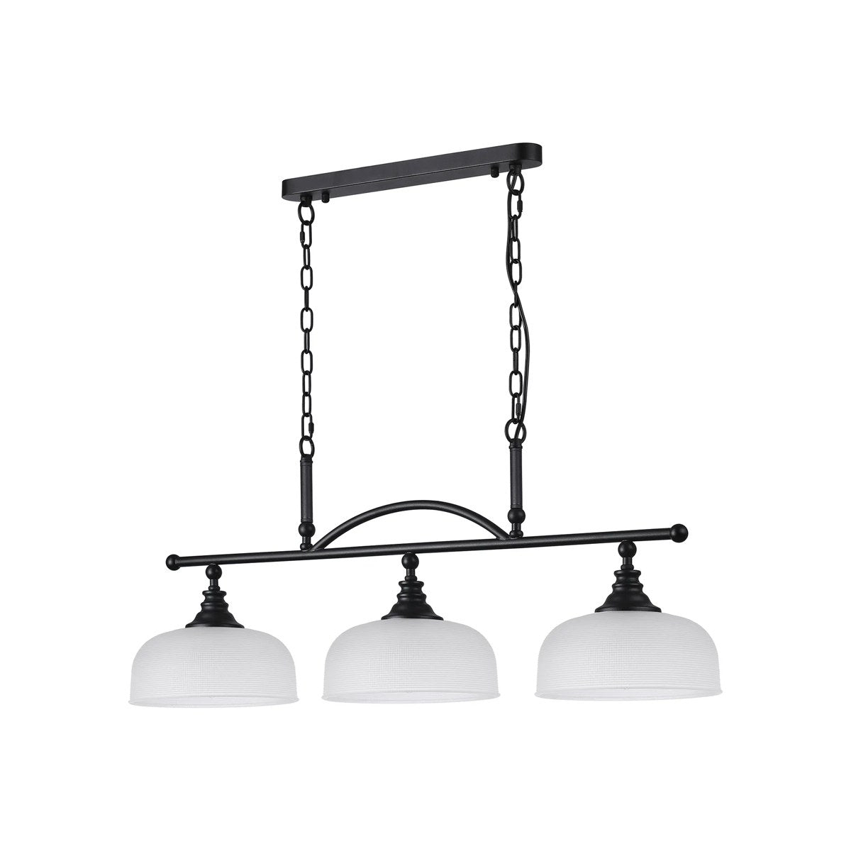 Regent Lourdes 3 Light 990mm Semi Flush / Pendant Bar - Satin Black / Frosted