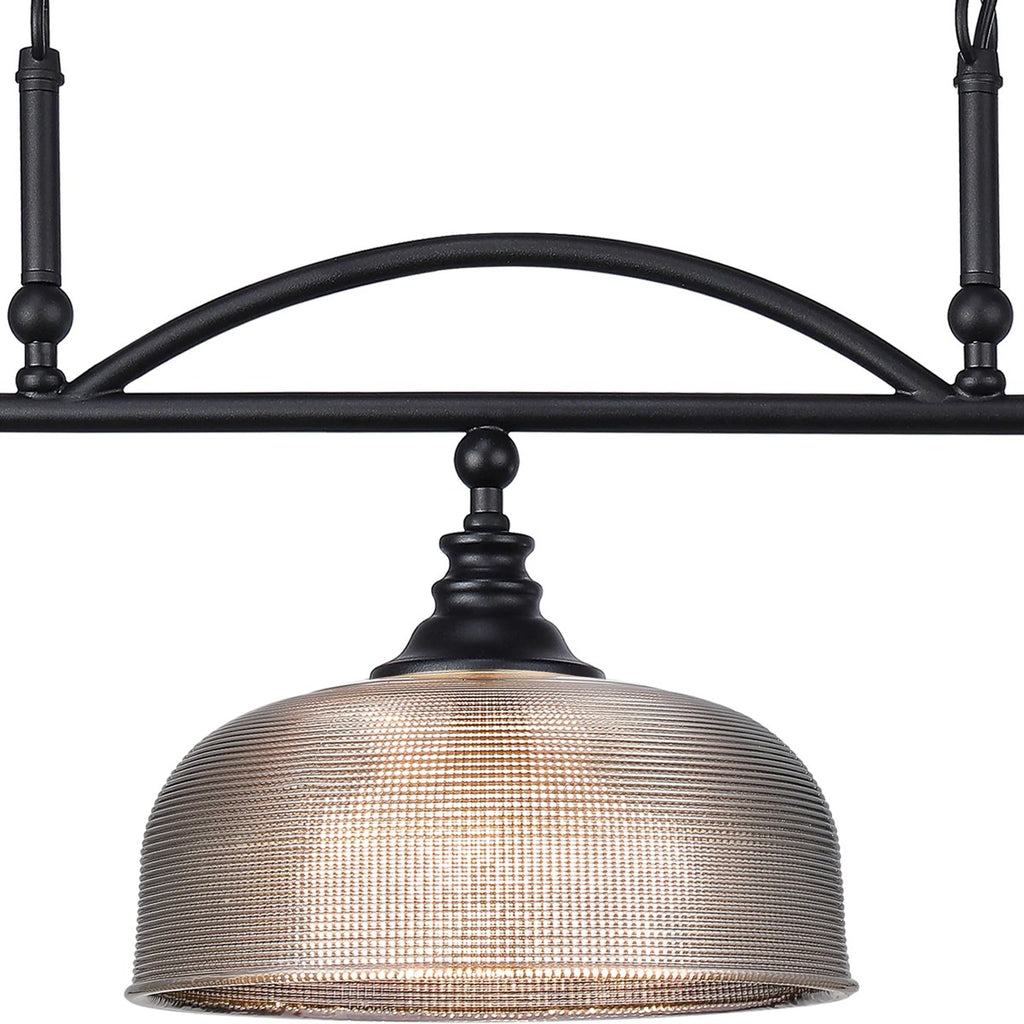 Regent Lourdes 3 Light 990mm Semi Flush / Pendant Bar - Satin Black / Smoke