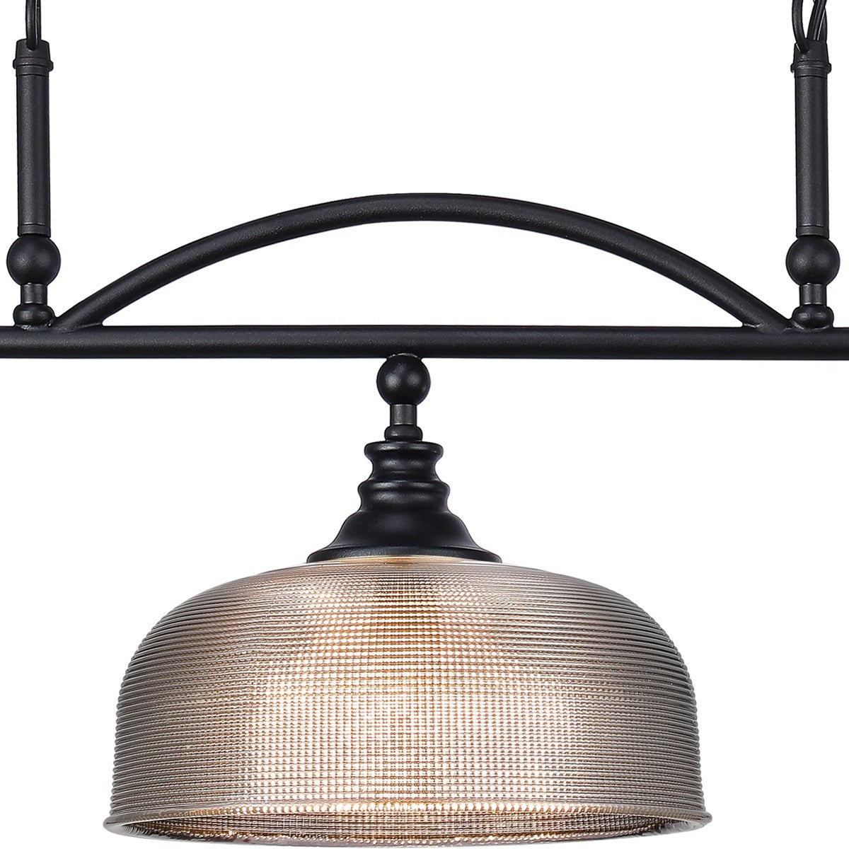 Regent Lourdes 3 Light 990mm Semi Flush / Pendant Bar - Satin Black / Smoke