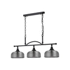 Regent Lourdes 3 Light 990mm Semi Flush / Pendant Bar - Satin Black / Smoke