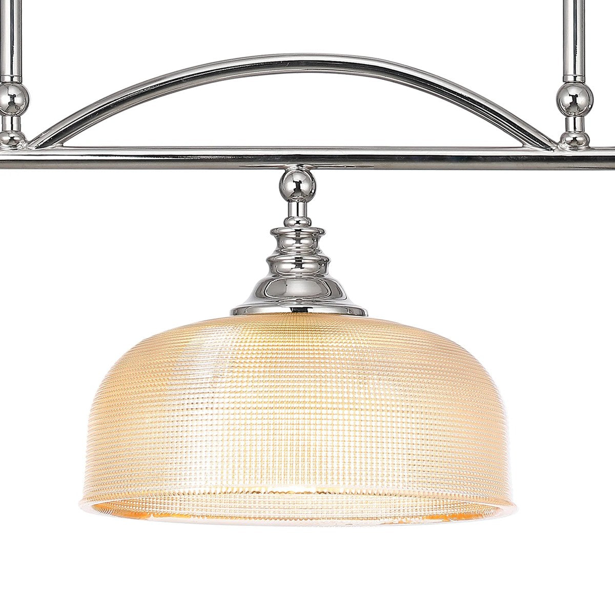 Regent Lourdes 3 Light 990mm Semi Flush / Pendant Bar - Polished Nickel / Amber