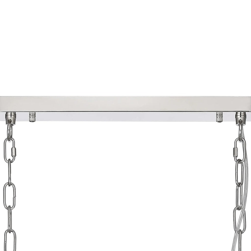 Regent Lourdes 3 Light 990mm Semi Flush / Pendant Bar - Polished Nickel / Amber