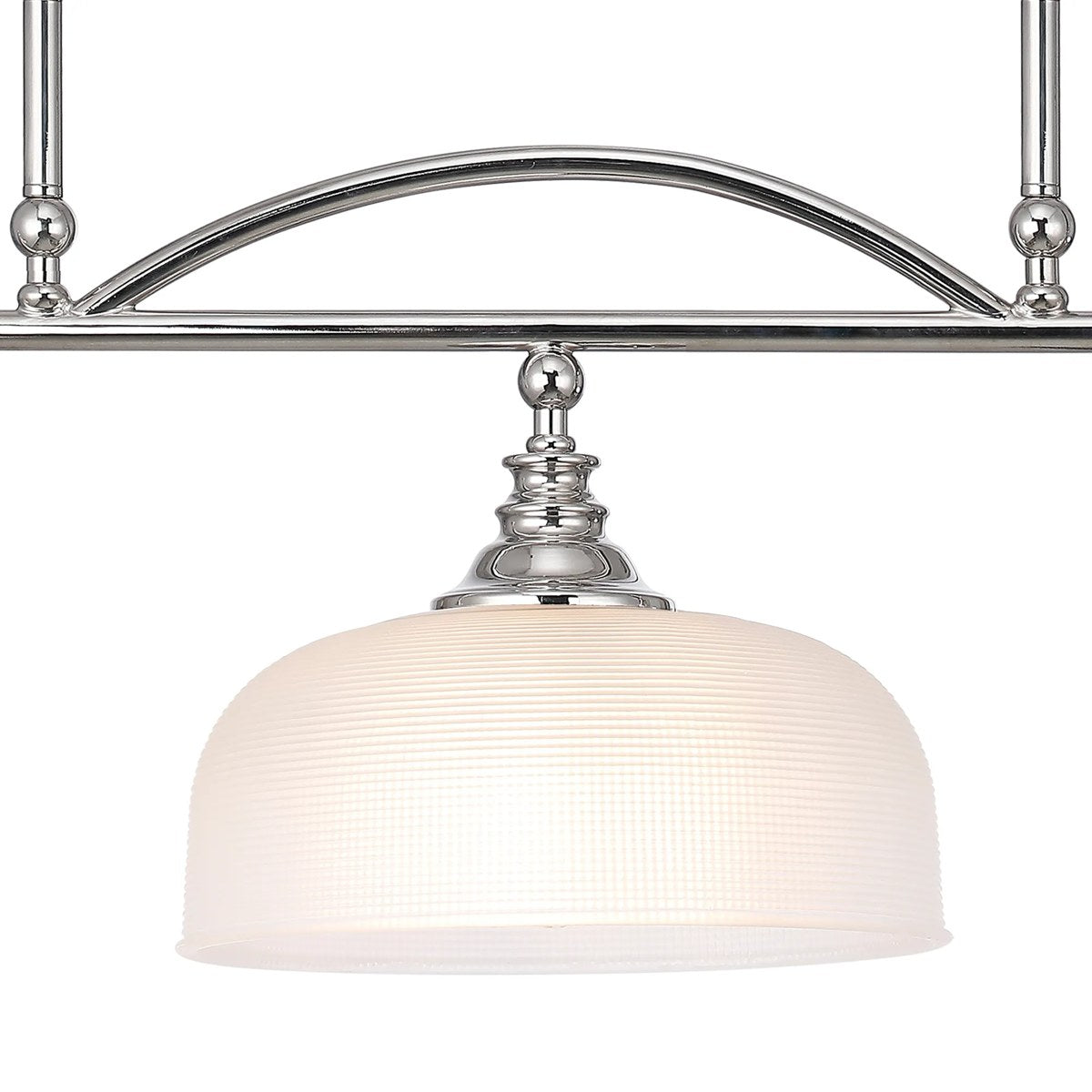 Regent Lourdes 3 Light 990mm Semi Flush / Pendant Bar - Polished Nickel / Frosted