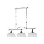 Regent Lourdes 3 Light 990mm Semi Flush / Pendant Bar - Polished Nickel / Frosted