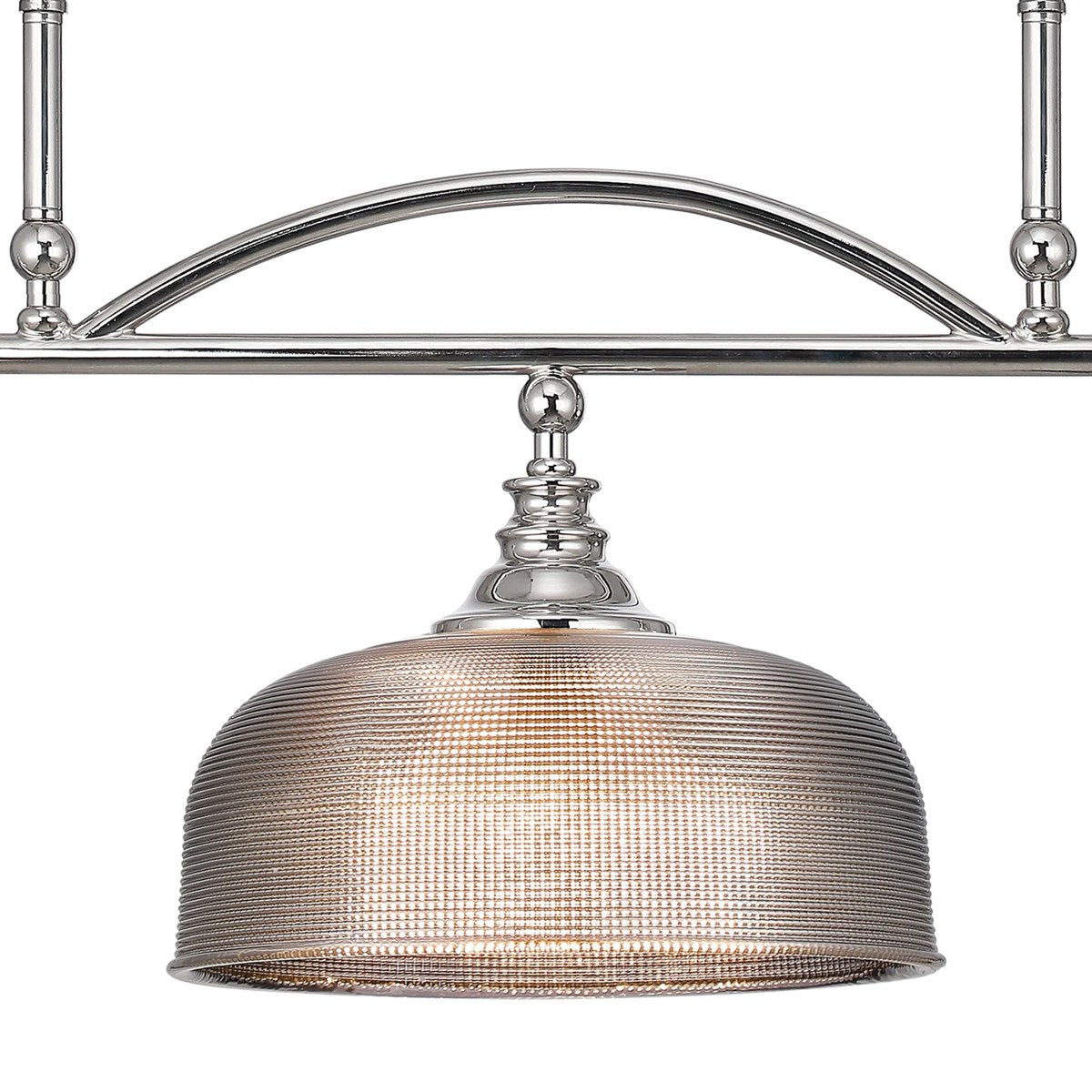Regent Lourdes 3 Light 990mm Semi Flush / Pendant Bar - Polished Nickel / Smoke