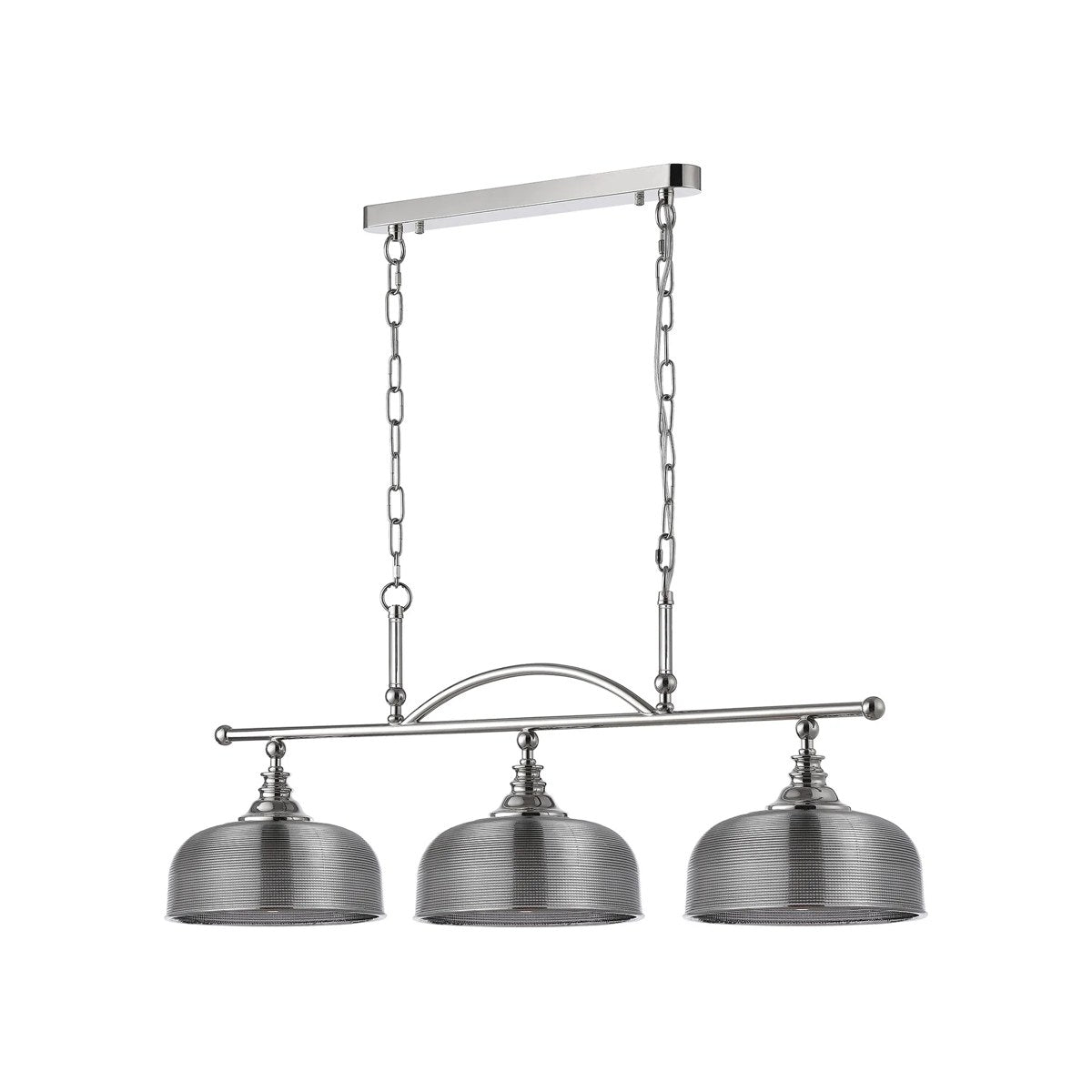 Regent Lourdes 3 Light 990mm Semi Flush / Pendant Bar - Polished Nickel / Smoke