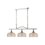 Regent Lourdes 3 Light 990mm Semi Flush / Pendant Bar - Satin Nickel / Amber
