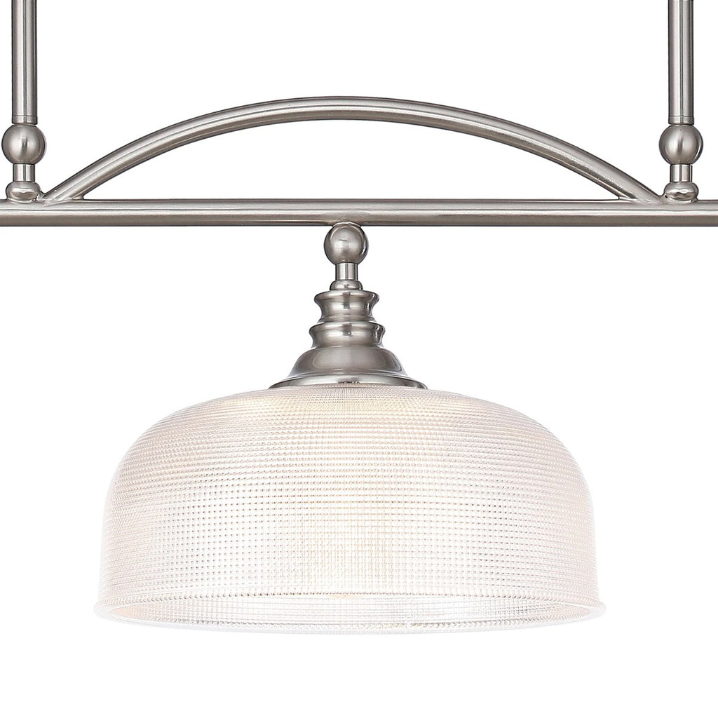 Regent Lourdes 3 Light 990mm Semi Flush / Pendant Bar - Satin Nickel / Clear