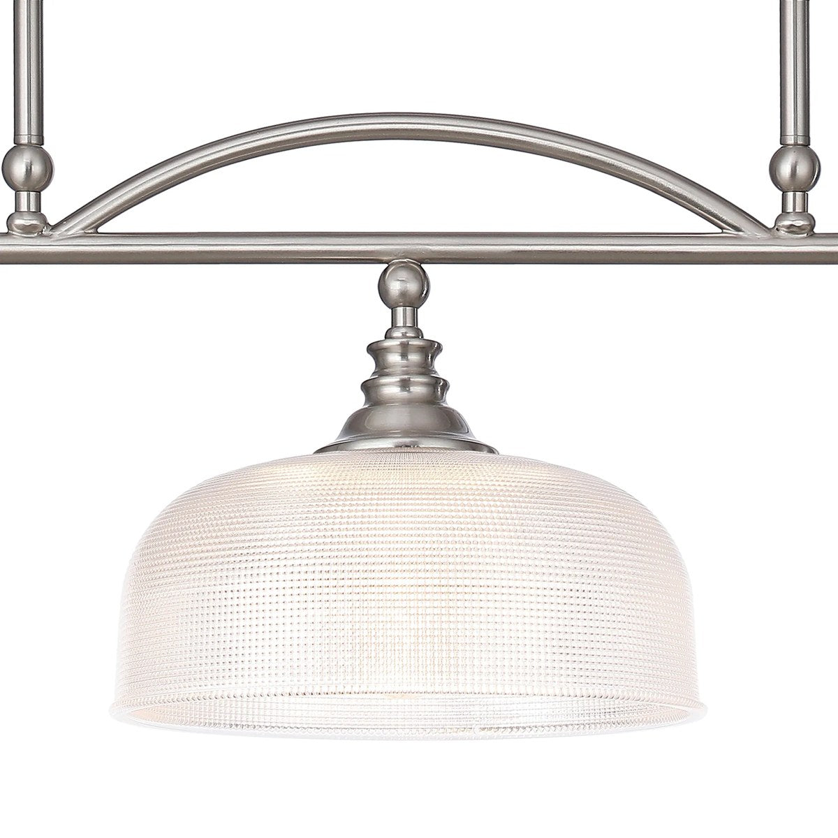 Regent Lourdes 3 Light 990mm Semi Flush / Pendant Bar - Satin Nickel / Clear