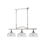 Regent Lourdes 3 Light 990mm Semi Flush / Pendant Bar - Satin Nickel / Clear