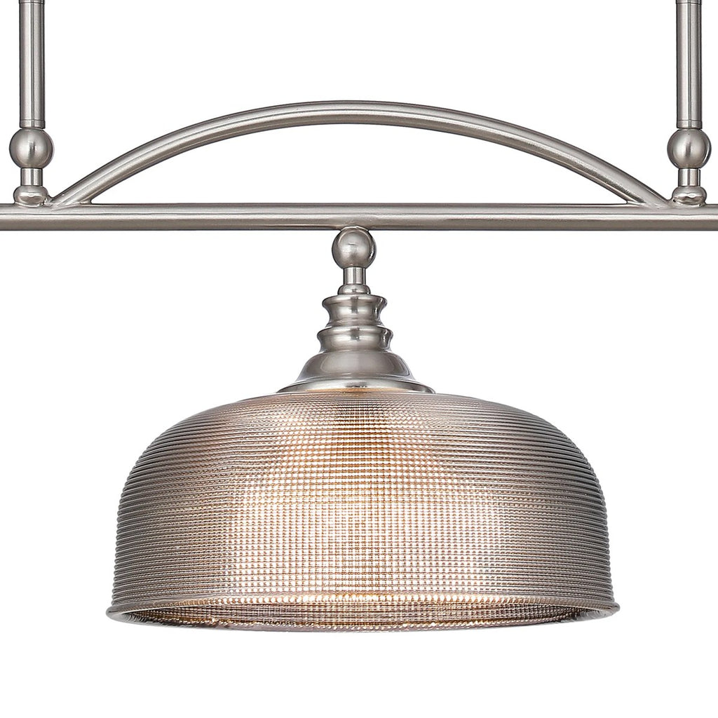 Regent Lourdes 3 Light 990mm Semi Flush / Pendant Bar - Satin Nickel / Smoke