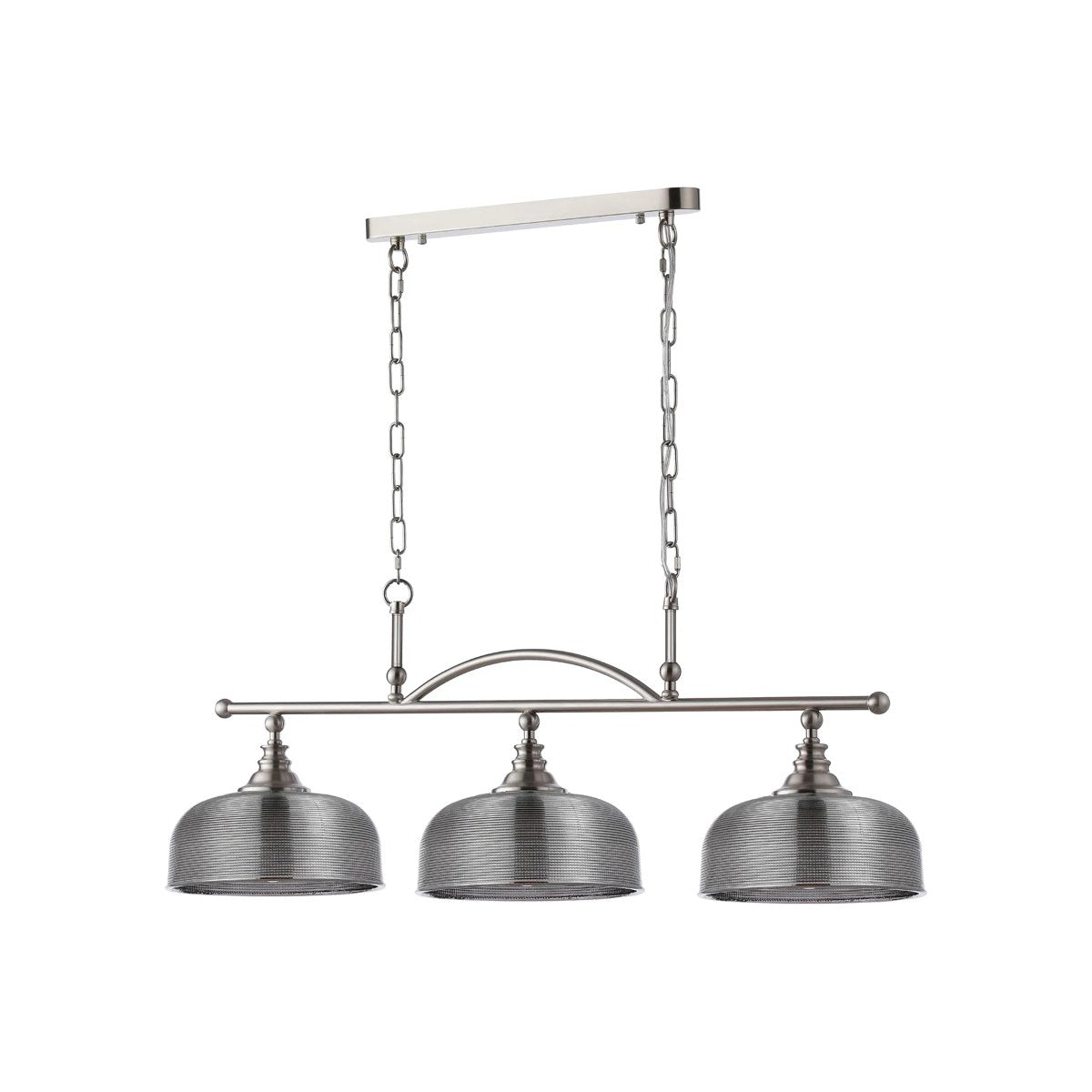 Regent Lourdes 3 Light 990mm Semi Flush / Pendant Bar - Satin Nickel / Smoke