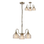 Regent Lourdes 3 Light Semi Flush Pendant 470mm - Antique Brass / Amber
