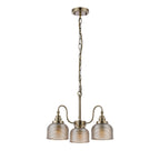 Regent Lourdes 3 Light Semi Flush Pendant 470mm - Antique Brass / Amber