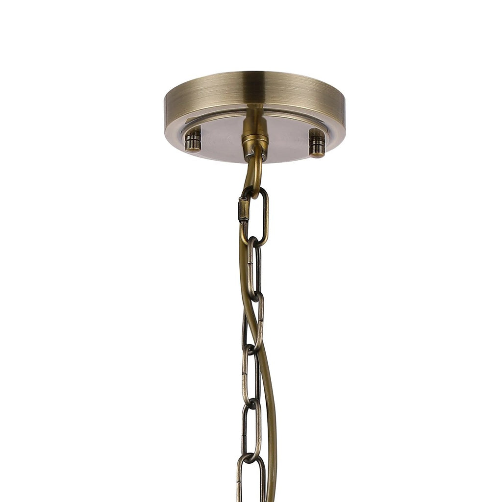 Regent Lourdes 3 Light Semi Flush Pendant 470mm - Antique Brass / Amber