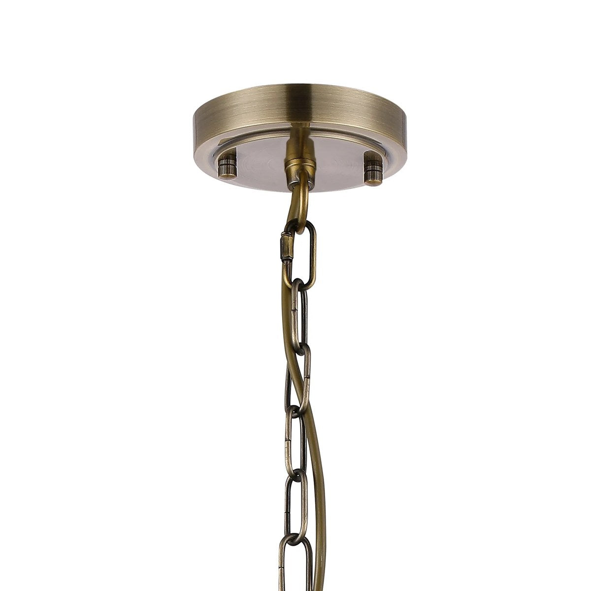 Regent Lourdes 3 Light Semi Flush Pendant 470mm - Antique Brass / Amber