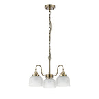 Regent Lourdes 3 Light Semi Flush Pendant 470mm - Antique Brass / Frosted