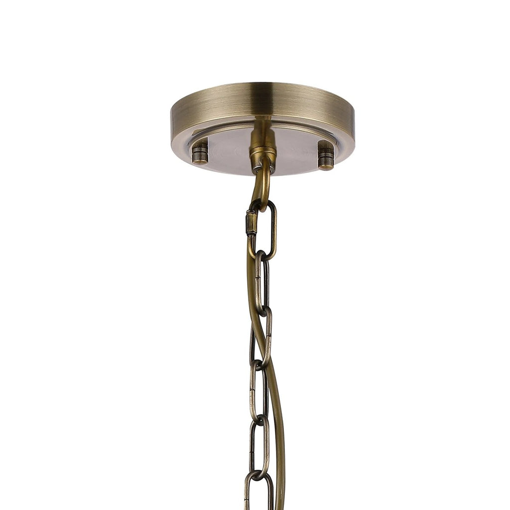 Regent Lourdes 3 Light Semi Flush Pendant 470mm - Antique Brass / Frosted