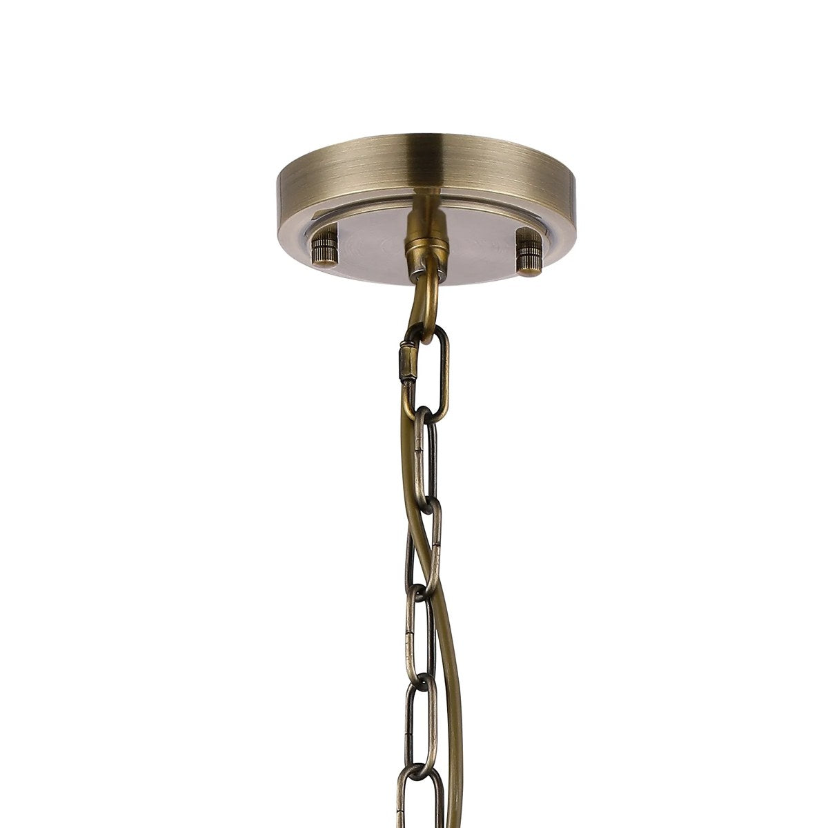 Regent Lourdes 3 Light Semi Flush Pendant 470mm - Antique Brass / Frosted