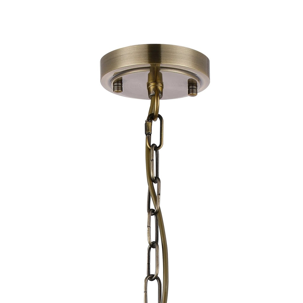 Regent Lourdes 3 Light Semi Flush Pendant 470mm - Antique Brass / Smoke
