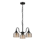 Regent Lourdes 3 Light Semi Flush Pendant 470mm - Satin Black / Amber