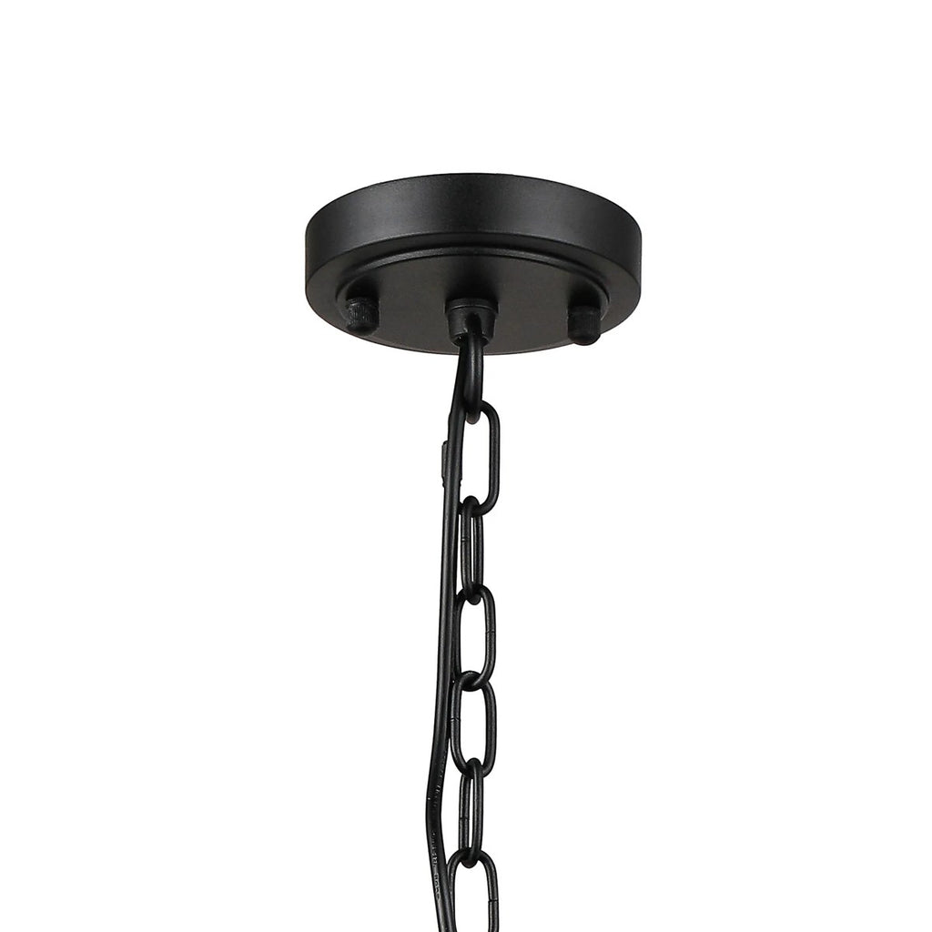 Regent Lourdes 3 Light Semi Flush Pendant 470mm - Satin Black / Amber