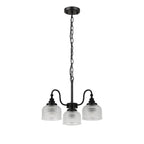 Regent Lourdes 3 Light Semi Flush Pendant 470mm - Satin Black / Clear