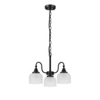 Regent Lourdes 3 Light Semi Flush Pendant 470mm - Satin Black / Frosted