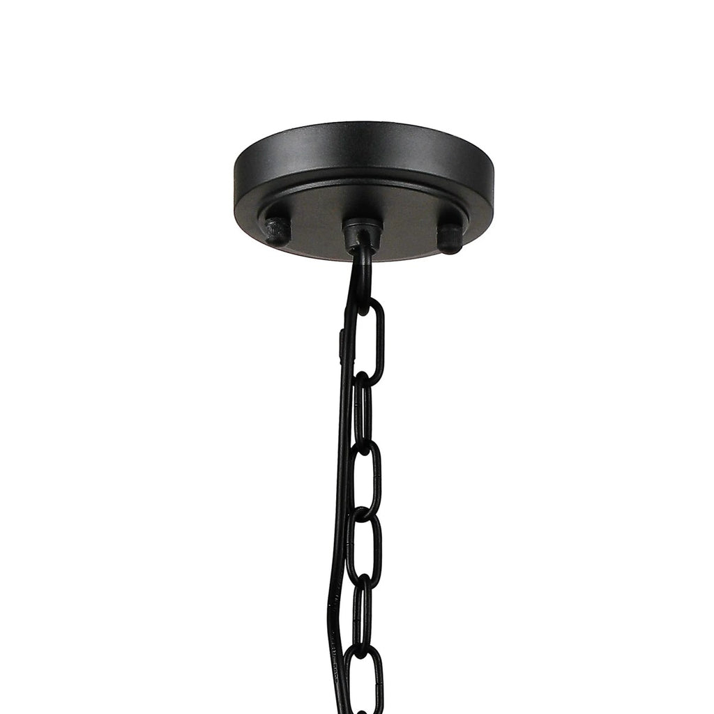 Regent Lourdes 3 Light Semi Flush Pendant 470mm - Satin Black / Frosted