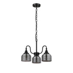 Regent Lourdes 3 Light Semi Flush Pendant 470mm - Satin Black / Smoke