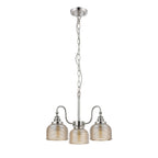 Regent Lourdes 3 Light Semi Flush Pendant 470mm - Polished Nickel / Amber