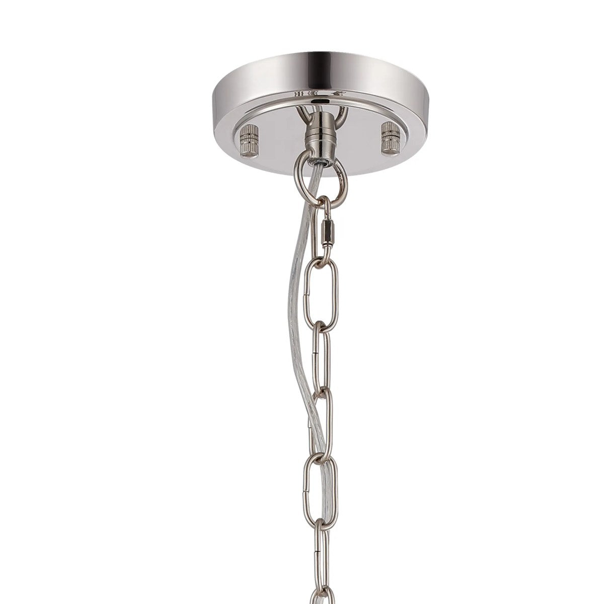 Regent Lourdes 3 Light Semi Flush Pendant 470mm - Polished Nickel / Amber