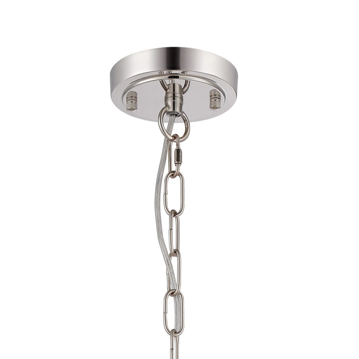 Regent Lourdes 3 Light Semi Flush Pendant 470mm - Polished Nickel / Frosted
