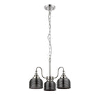 Regent Lourdes 3 Light Semi Flush Pendant 470mm - Polished Nickel / Smoke