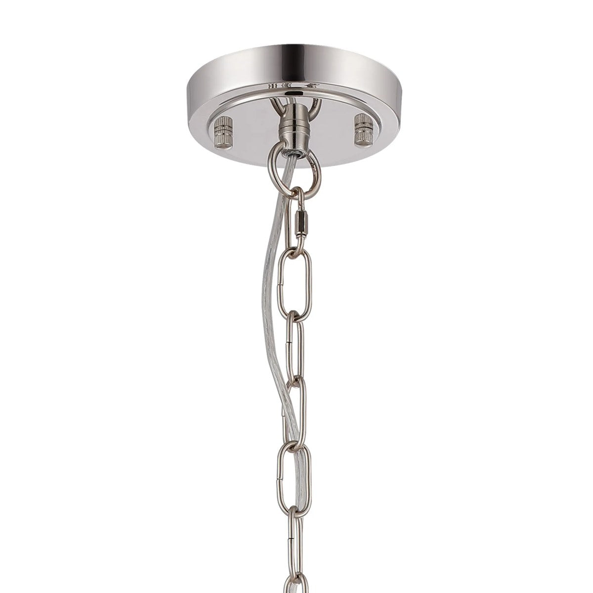 Regent Lourdes 3 Light Semi Flush Pendant 470mm - Polished Nickel / Smoke