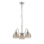 Regent Lourdes 3 Light Semi Flush Pendant 470mm - Satin Nickel / Amber