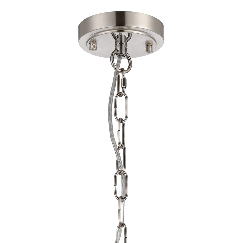 Regent Lourdes 3 Light Semi Flush Pendant 470mm - Satin Nickel / Amber