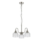 Regent Lourdes 3 Light Semi Flush Pendant 470mm - Satin Nickel / Clear