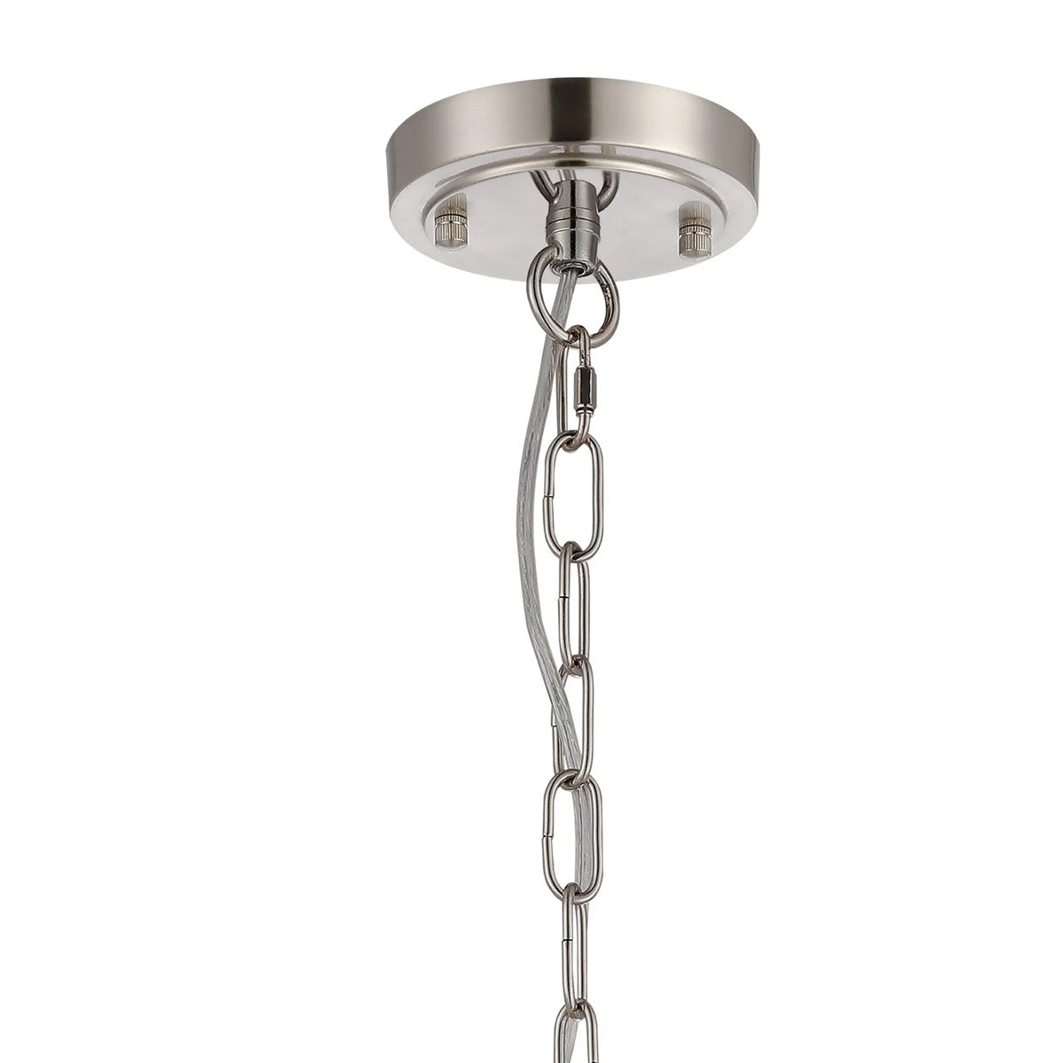 Regent Lourdes 3 Light Semi Flush Pendant 470mm - Satin Nickel / Clear