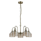 Regent Lourdes 5 Light 570mm Semi Flush Pendant Light - Antique Brass / Amber