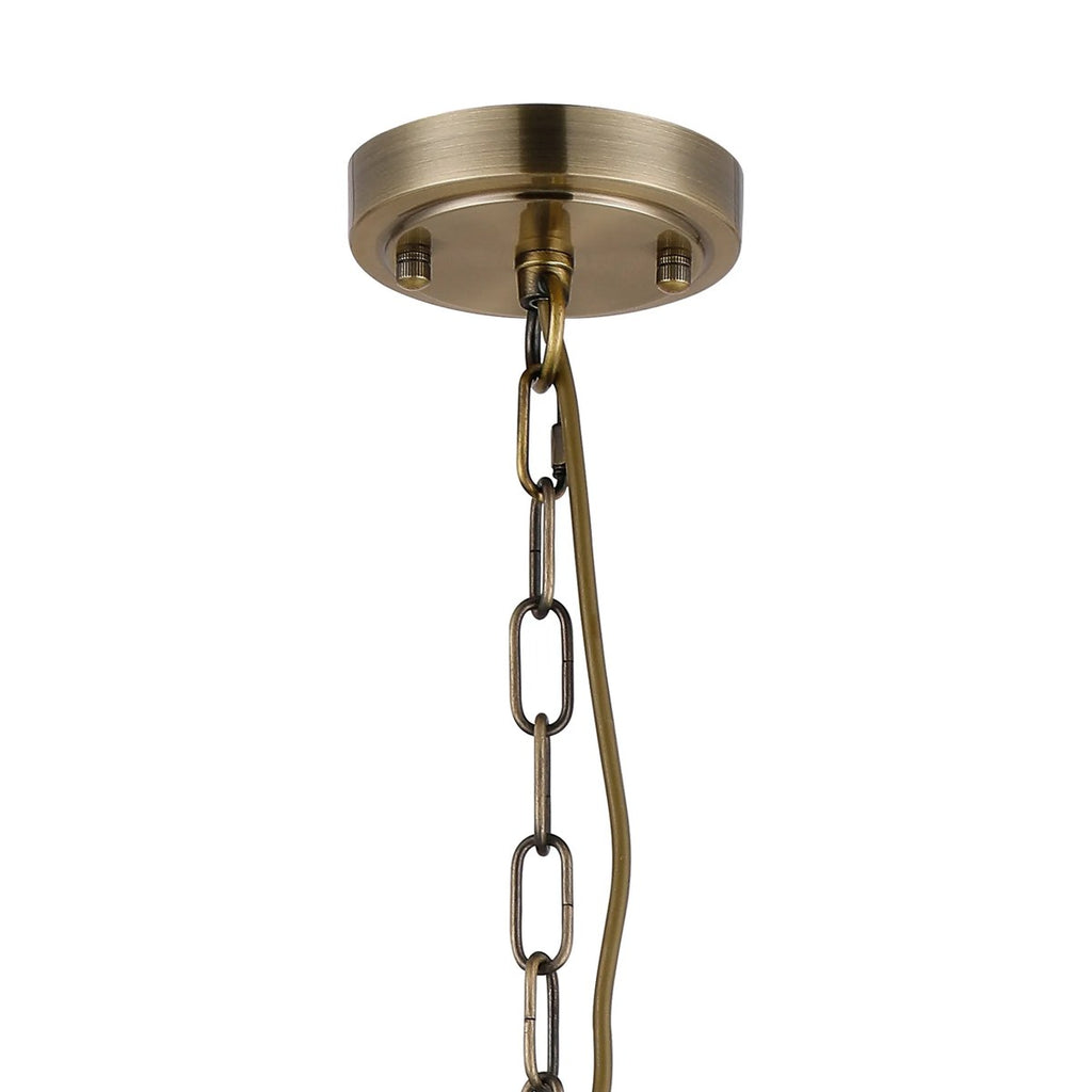 Regent Lourdes 5 Light 570mm Semi Flush Pendant Light - Antique Brass / Amber