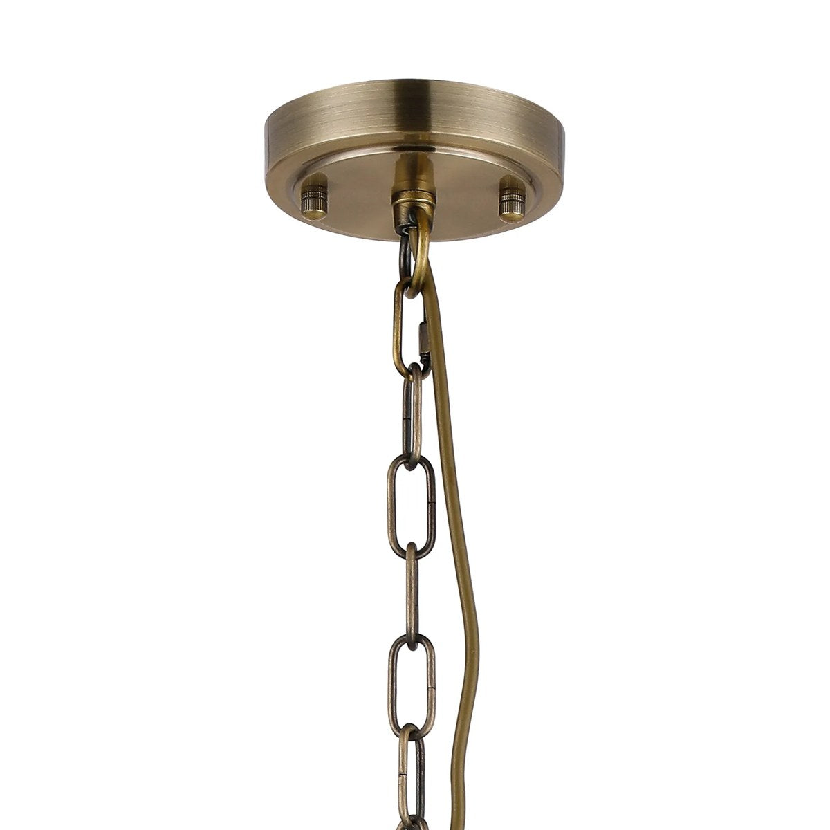 Regent Lourdes 5 Light 570mm Semi Flush Pendant Light - Antique Brass / Amber