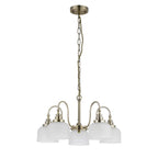 Regent Lourdes 5 Light 570mm Semi Flush Pendant Light - Antique Brass / Frosted