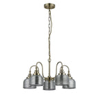 Regent Lourdes 5 Light 570mm Semi Flush Pendant Light - Antique Brass / Smoke