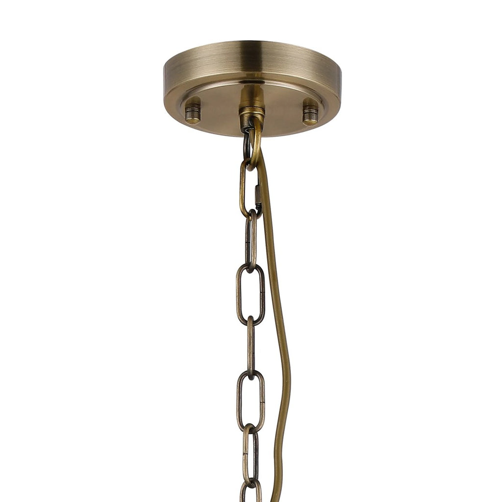 Regent Lourdes 5 Light 570mm Semi Flush Pendant Light - Antique Brass / Smoke