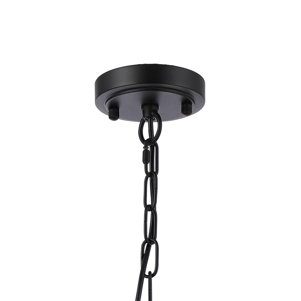 Regent Lourdes 5 Light 570mm Semi Flush Pendant Light - Satin Black / Amber
