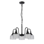 Regent Lourdes 5 Light 570mm Semi Flush Pendant Light - Satin Black / Clear
