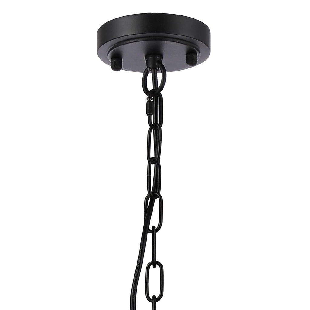 Regent Lourdes 5 Light 570mm Semi Flush Pendant Light - Satin Black / Clear